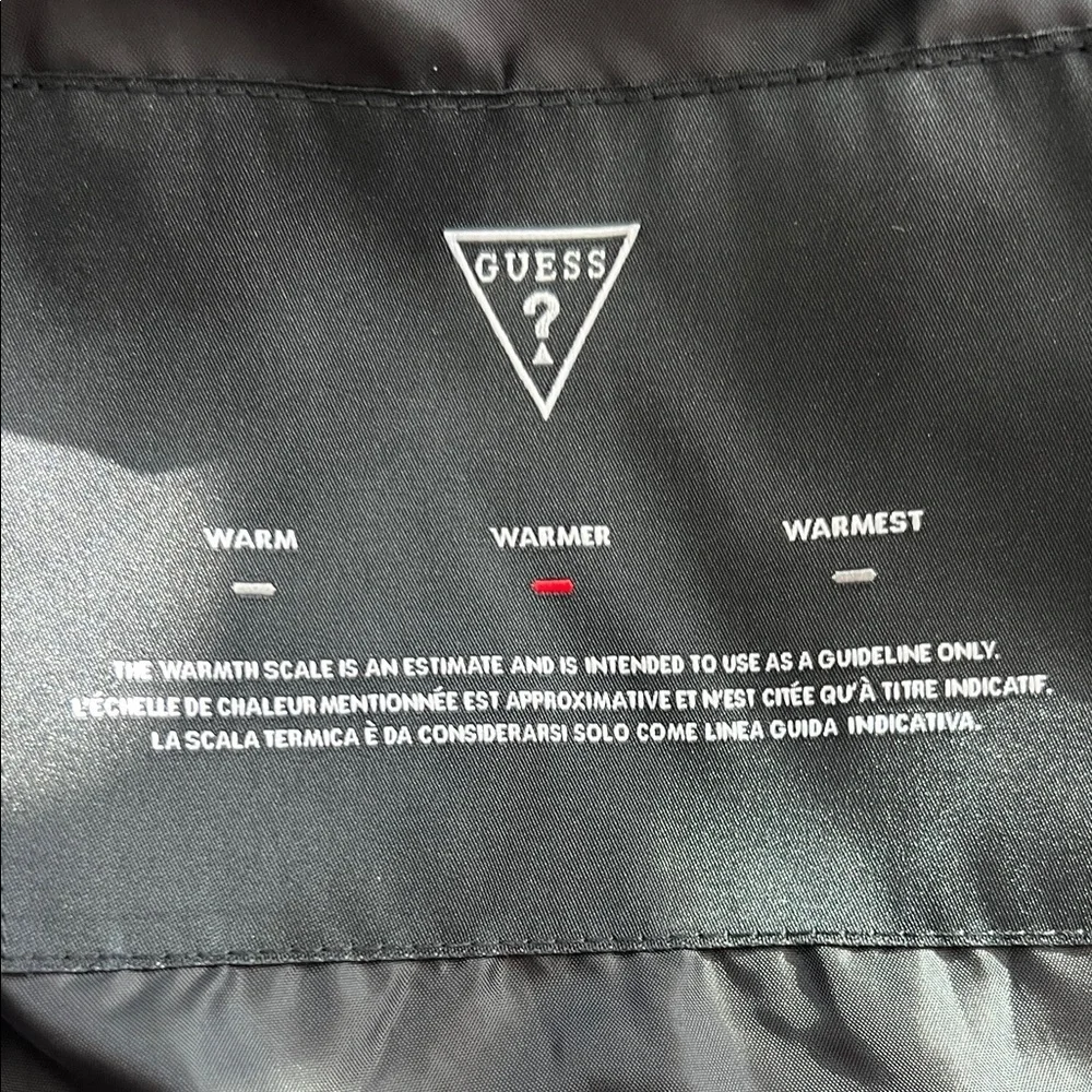 Guess Black Quilted Jacket with Logo Sleeves